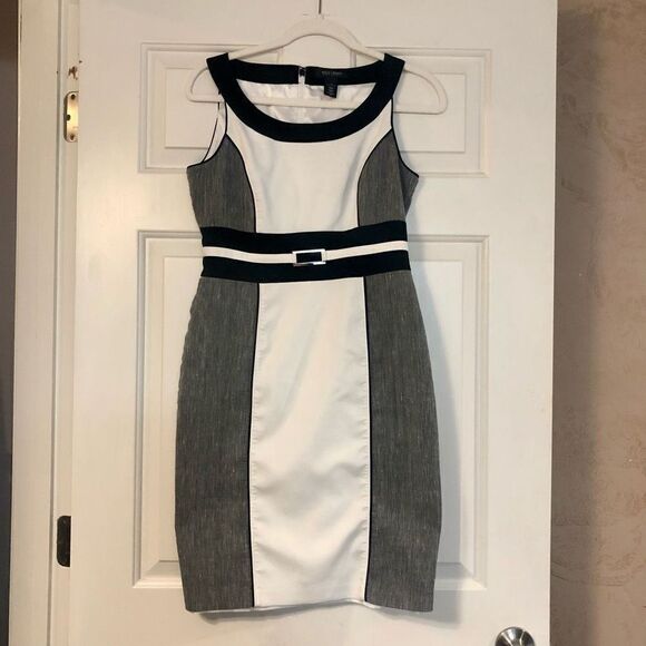 White House Black Market Color Block Sheath Tank Dress Size 4 - Picture 1 of 15